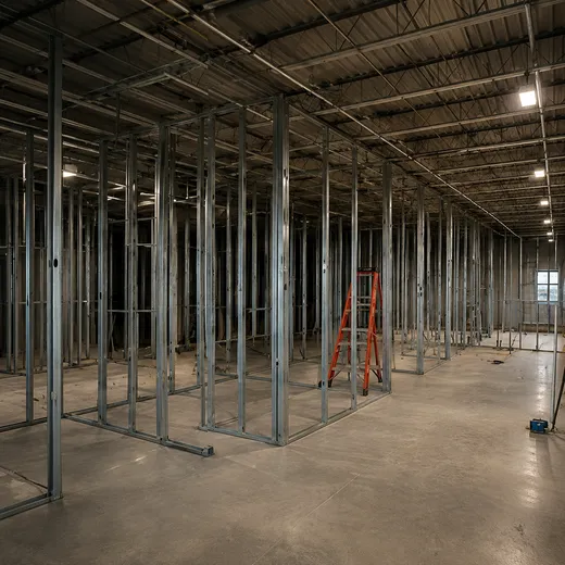 Indoor golf facility construction buildout scope showing bay framing, electrical planning, finish specifications, and contractor coordination